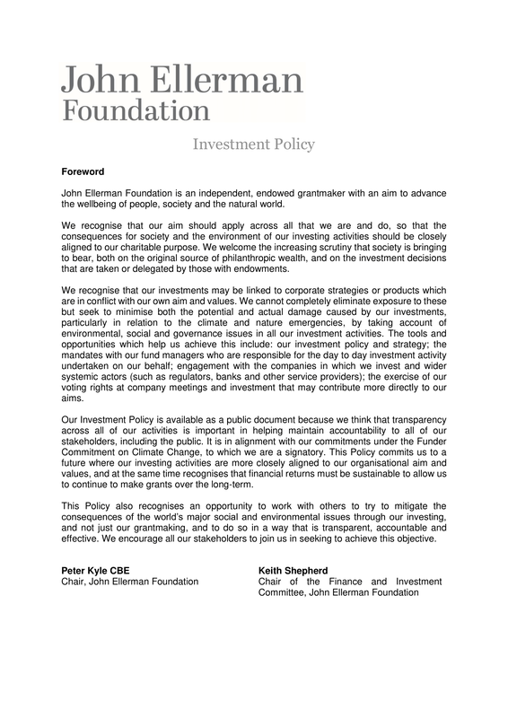 Investment Policy Front Cover 1